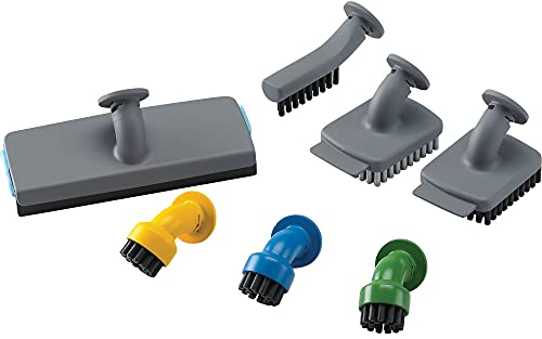 BLACK+DECKER FSMH21A-XJ SET DI ACCESSORI PER LA PULIZIA TOTALE DELLA CASA - 3 spazzoline rotonde per vari utilizzi, accessorio per la pulizia di fughe, accessorio per pulizia vetri, 2 spazzoline di diversa durezza con raschietto integrato.