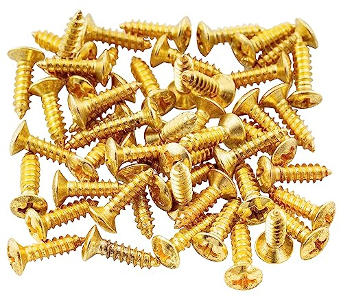 Musiclily Basic Viti Battipenna Pickguard Screws 3x12mm Dorato 50 Pezzi | per Chitarra Elettrica Fender Strat Tele/Basso