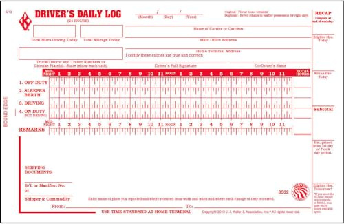 Driver Daily Log Book 10-pk. with Detailed Driver Vehicle Inspection Report & Simplified Recap - Book Format with 31 Sets, 2-Ply with Carbon, 8.5 x 5.5, J. J. Keller & Associates, Inc.