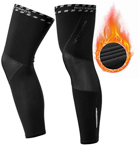 ROCKBROS Scaldamuscoli Ciclismo - Manicotti Gambe Invernali - Gambali Protezione Ginocchiera, Termici Antivento per Inverno Sport-Bicicletta, MTB, Elastici Trapiranti Riflettenti Uomo Donna Unisex