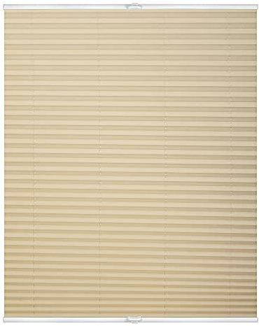 Lichtblick Plissee Klemmfix, ohne Bohren, verspannt, lichtdurchlässig, Blickdicht, Uni, mit eleganter Crushed Optik 95 cm x 130 cm (B x L), Creme