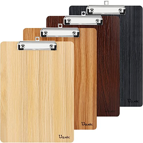 Lot de 4 planchettes à pince A4 en bois durable, conçues pour le bureau, le travail, la salle de classe et le restaurant (couleurs assorties) (BG-A69)