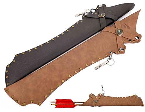 Lamehfyo Carquois pour Flèches Carquois pour Flèches en Cuir PU Porte-flèches pour Flèches Suspendues à la Taille Carquois de Hanche Réglable pour flèches (Marron)