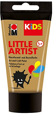 Marabu KiDS Little Artist 75 ml, Gold, Künstlermal- und Bastelfarbe für Kinder ab 3 Jahren, Kindermalfarbe auf Wasserbasis, auswaschbar, Made in Germany, vegan, glutenfrei, 03050002084