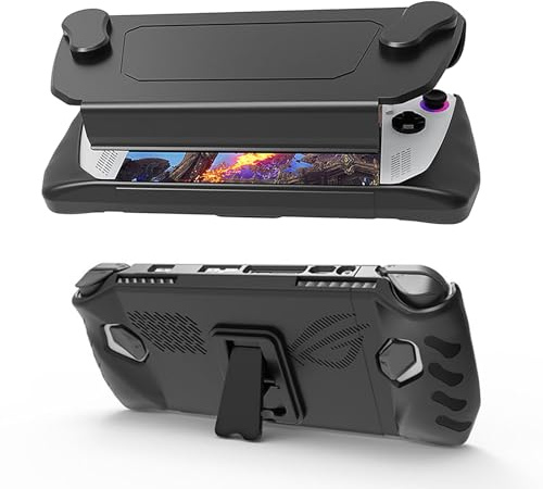 NUHFUFA Custodia protettiva con guscio anteriore staccabile per ASUS Rog Ally 7 pollici Handheld 2023, copertura completa con staffa anti-goccia antipolvere impugnatura ergonomica custodia (nero)