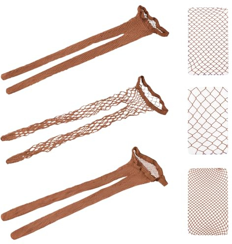 Littleforbig High Waist Tights Fishnet Mesh Net Stockings 3 Pairs Caramel