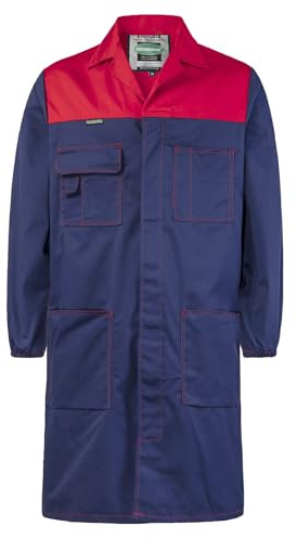 SUSHIMIAN Blouse de Travail pour Homme Blouse de Laboratoire Manches Longues Blouse Bleu Chimie Scientifique Veste de Travail avec Boutons, Rouge+Bleu, L