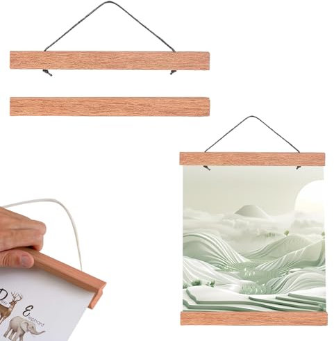 KARELLS A4 - Crochets pour cadre en bois - 21 cm - Magnétique - Photo - Affiches - Kit