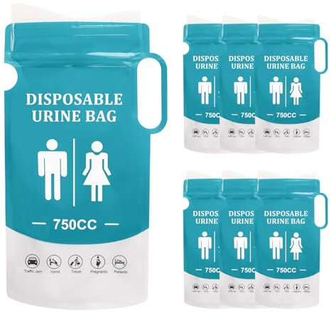 MOLENCO 7 Pcs Urine Bags with Handle, 750ml Emergency Toilet Pee Bags, Portable Urinal Toilet Bag, Travel Urine Bag for Traffic Jams, Camping, Hiking