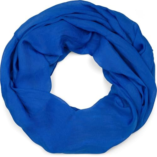 styleBREAKER leichter unifarbener Loop Schlauchschal | Sommerschal aus fließendem Material | Seidiges Halstuch für Damen & Herren | Weich, Luftig & Modisch | 77 x 46 cm, Farbe:Royalblau