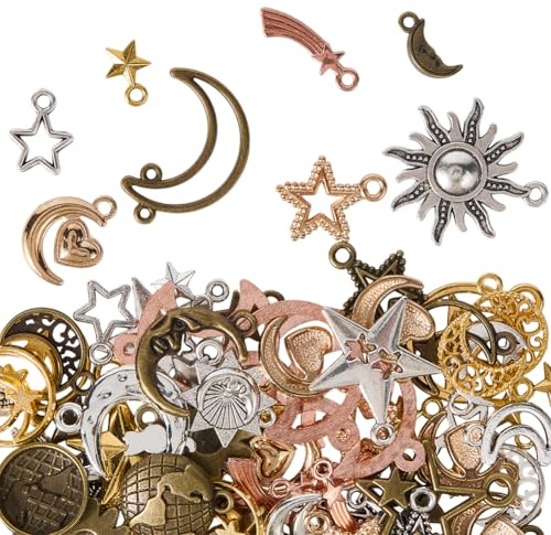 SOFPLATE 1 scatola 100G Metlega Mezzaluna Ciondoli Gioielli Ciondoli Stella Tibetana Lega Piccolo Vintage Antico Punk Link Ciondolo Gingillo Accessori per La Creazione di Gioielli Ciondoli Collane Ore
