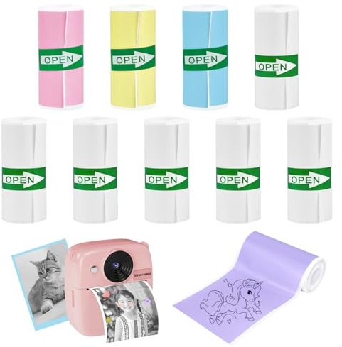 Termopapper barnkamera, termiskt papper självhäftande, miniskrivarpapper, minitermiskt bläckpapper, termoskrivarpapper för omedelbara kameror och mobil fotoskrivare (57 x 25 mm)