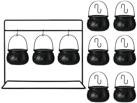 XAGMODSHN Eficientes cuencos para servir dulces de Halloween con diseño realista de llama, ideales para fiestas temáticas de brujas, decoraciones de caldero de brujas de Halloween con soporte de metal