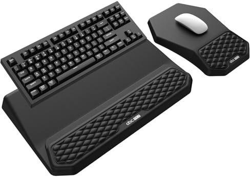 3-in-1 Ergonomic Keyboard Stand with Wrist Rest & Mouse Pad Set, Black