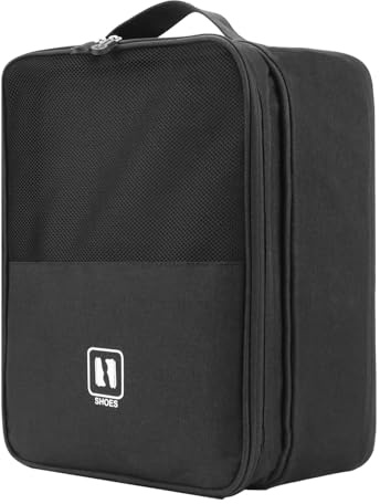 Bolsa de Viaje para Zapatos, Organizador 3 Compartimentos para Zapatos de Deporte, Bolsa de Golf Impermeable y Antipolvo para Maleta, Viajes, Deporte Exterior, Gimnasio (1, Negro)
