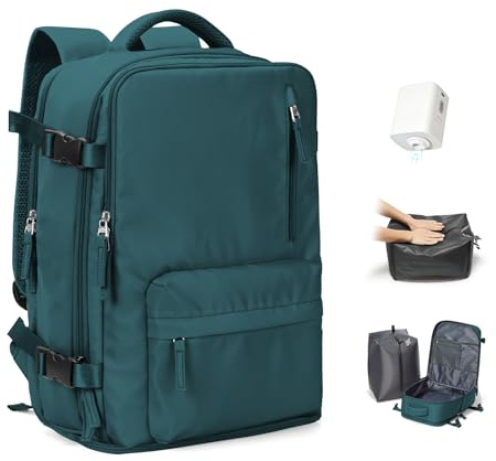BJLFS Zaino Ryanair 40x30x20 Sottovuoto con Pompa Zaino da Viaggio Ryanair 40x20x25 Borse da Cabina per Wizzair Bagaglio a mano Easyjet 45x36x20 Sottovuoto Zaino Casual per Laptop verde