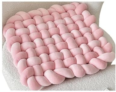 XIUsheUA Cojín Anudado a Mano Cojín de Peluche con Nudo Cuadrado, Decorativo, for Oficina, for Dormir, for el Suelo, for la Espalda(Pink)