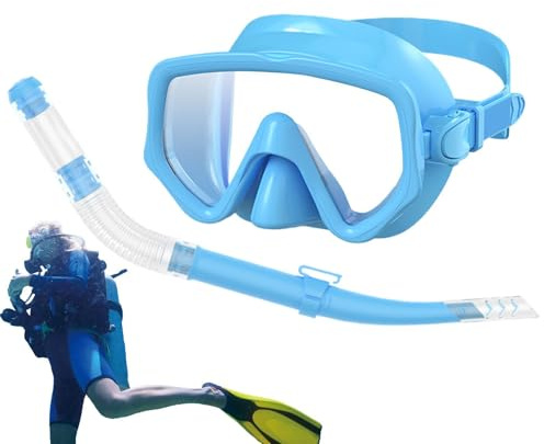 Vuxen Torrsnorkel Silikonglasögon-set med heltäckande dykmask | Dyksnorkel Simträning Och Vattensport För Entusiaster, Undervattensupplevelser Samt Strandresor