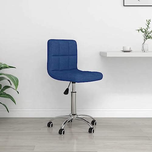 Runheo Chaise de bureau pivotante en tissu bleu avec vérin à gaz réglable en hauteur et roulettes 40 x 47 x 74,5-86 cm ergonomique rembourrée pour bureau à domicile, bureau, ordinateur, jeu