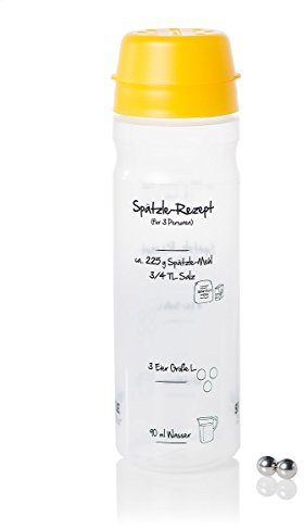Spätzle-Shaker (GELB für 4 Portionen selbstgemachte Spätzle (875ml) Spätzlepresse und Mixer in einem Fürs einfache Spätzle machen Das patentierte Original