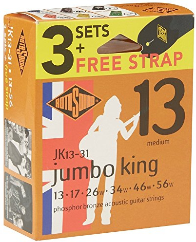 Rotosound strängar för akustisk gitarr JUMBO KING 3 set + rem JK13-31-F