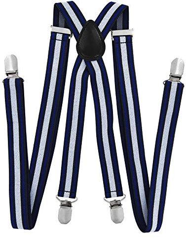 Axy Bretelle da uomo e da donna, larghezza 2,5 mm con 4 forti clip a forma di X multicolore Streifen Nr.7