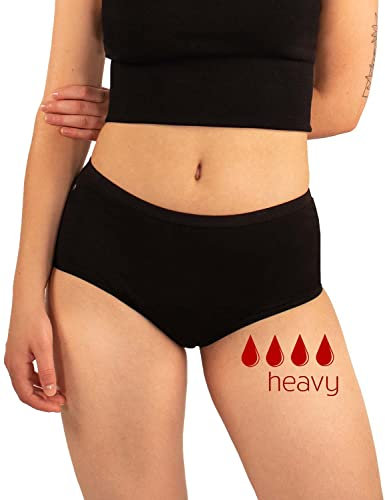 Cool Period Bio GOTS Zertifizierte & Organic Menstruationsunterwäsche – Auslaufsichere Periodenunterwäsche für Starke Blutung | Waschbare Baumwoll Unterwäsche Damen S