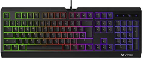 Rapoo VPRO V56S kabelgebundene Gaming Tastatur, beleuchtet, spritzwassergeschützt, Multimedia-Tasten, DE-Layout QWERTZ, schwarz
