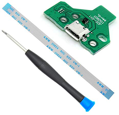 MMOBIEL USB Ladebuchse Ersatz für Play Station PS4 Controller Dualshock 4 Modell: JDS-011 12 Pin Flex Kabel inkl (+) Schraubenzieher