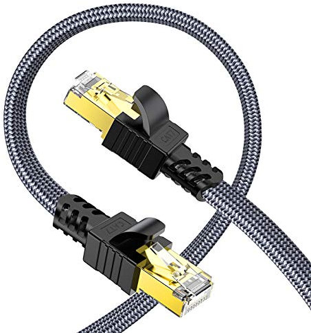 Plat Nylon Câble Ethernet Cat 7 3m, Snowkids RJ45 Haut Débit 10Gbps 600MHz STP LAN Compatible avec Routeur Modem Switch TV Box PC PS4/PS5 Consoles de Jeux