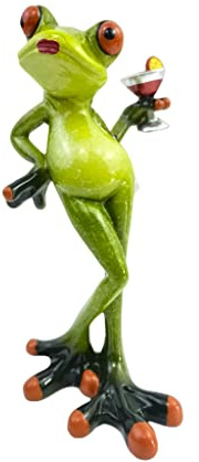 VVGIFTS Frog Figurines Decor Funny Cute Craft Resin Frog Sculpture Statue for Home Office Desk Tabletop Bathroom Decoration, Ornament Gift (Frog Drinking Drink)