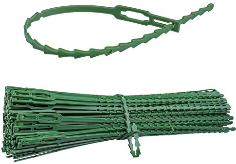 Mesee 150Pcs Attaches de Plantes Réglables de Jardinage 230mm Attache Soutien de Jardin Lien de Serrage en Plastique Réutilisable pour Soutenir Vignes Tomates Arbustes Plantes (Vert)