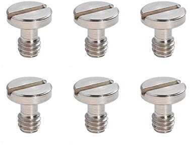 Räfflad skruv, 6 st Bärbar metall rostfritt stål Universal 1/4 skruvar utan handtag for snabbkoppling monopod Plate Kamerastativ