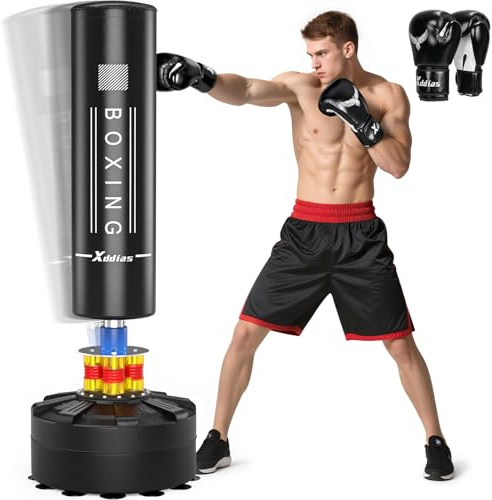 XDDIAS 67/70'' Freestanding Punching Bag, Heavy Boxing Bag, Adult/Men Stand Kickboxing Bag for MMA Martial Arts Boxing Traning