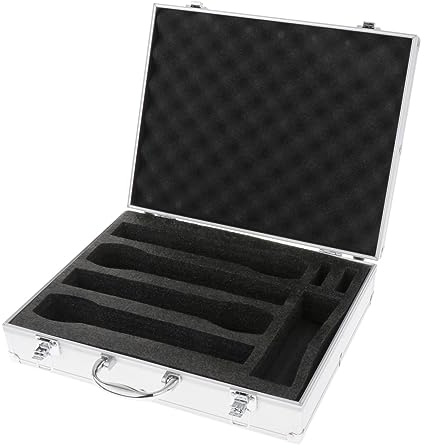 Fonowx Étui de Microphone boîte de Rangement de Micro étui en Mousse étui de Transport de Micro d'instrument Antichoc Professionnel étui de Micro Dur pour la, d'argent Tenant 4