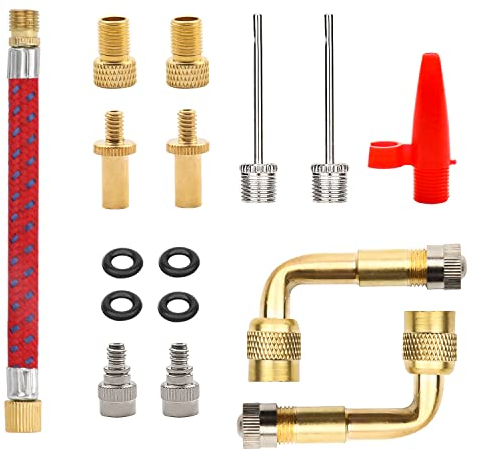Adapter für Fahrradventil, Fahrrad, Adapter, Konverter SV AV DV Adapter Ventil Presta Schrader Messing und Nadel zum Aufpumpen von Bällen und Verlängerungsventil (12 Stück)