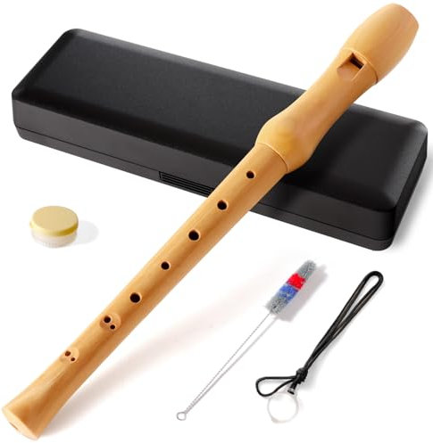 Fansjoy Blockflöte Holz, 8-Loch Flöte Holzblockflöte mit Barocke Griffweise, Blockflöte Diskant Sopranblockflöte für Kinder Anfänger & Erwachsene