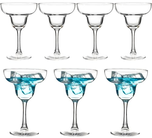YANGNAY Margarita Glasses Set of 7, 10 oz Reusable Cocktail Glasses with Stem, Perfect for Parties, Mixed Drinks & Frozen Cocktails, Dishwasher Safe