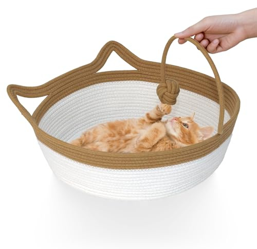 Cat Bed, Cotton Rope Instinct Basket for Cats, Handwoven Cat Beds