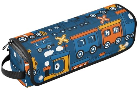 FRODOTGV Divertente treno a vapore blu 2 in 1 organizer per strumenti per capelli e tappetino resistente al calore, grande capacità, organizer per piastre, piastre e ferri arricciacapelli, Divertente