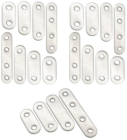 Riparazione Piastra Staffa Dritta, 20 pezze piastre di giunzione piatte in acciaio inox, staffe dritte, Connettore di fissaggio per mobili in legno, Staffa Angolare Staffa Piastre di Giunzione