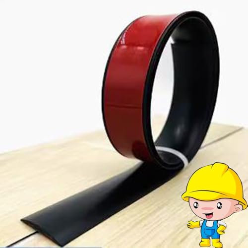 OPOLDBDMAC 5m Tira De Moldura De Borde De Piso，Vinilo Tira De Umbral Autoadhesivo, Plano Perfil De Transición Eliminar Juntas Tarima - Cubrir El Suelo(Black,3m/118in)