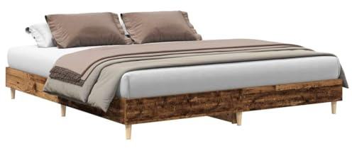 vidaXL Cadre de lit sans Matelas Vieux Bois 200x200 cm Bois ingénierie, Meuble de Chambre à Coucher, sommier, lit Double, lit, châlit, lit de Palette