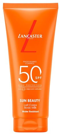 LANCASTER Sun Beauty Body Milk SPF50 Sunscreen – Con complejo activador del bronceado – Tecnología Full LightTM para una protección solar de espectro muy amplio - Formato de viaje