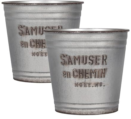 simpa S'Amuser en Chemin French Vintage Style Shabby Chic Plastic Planters, Set of 2 Pots (Large)
