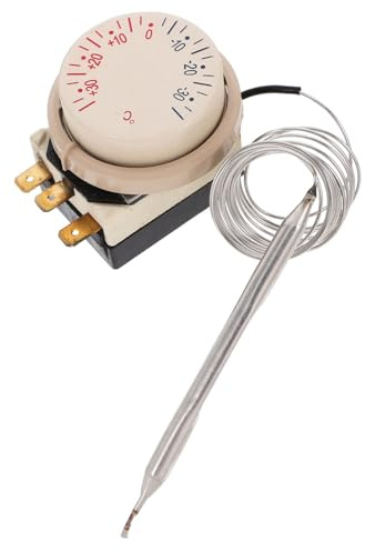 CONGARTENO Termostato Frigorífico Ajustable con Sensor Mecánico Control de Temperatura mediante Perilla para Refrigeradores y Vitrinas Refrigeradas Construcción Resistente de Plástico Cobre