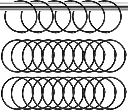 40 anillos abiertos para cortinas, anillos redondos para cortinas de ducha, clips metálicos para barras de cortina, 50 mm, metal, negro, para cortinas de ducha, dormitorios, baños, restaurantes