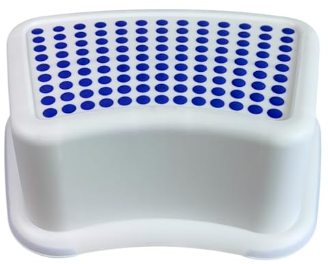 Multiuse Booster Step Plastic Step Stool for Bathroom, Non-Slip for kids Step,Toddler Potty Training Booster, White and Purple, 36.5 x 24.5 x 13 cm