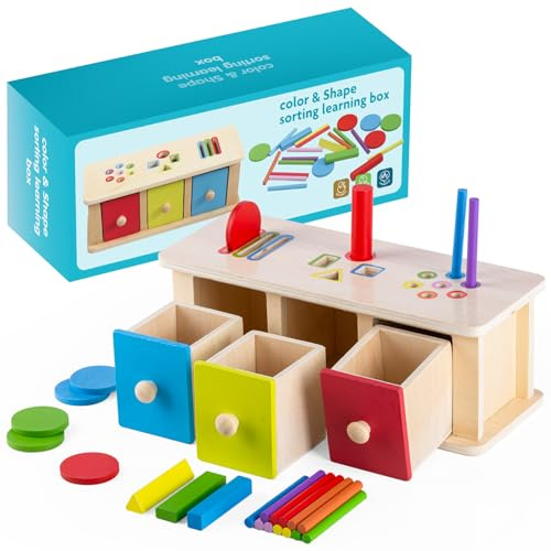 DkevEu Montessori giocattolo a partire da 1 anno, giocattolo in legno a partire da 1 anno, giocattolo motorio e gioco a incastro per bambini, giocattolo sensoriale, 2 anni, regalo per Pasqua, festa