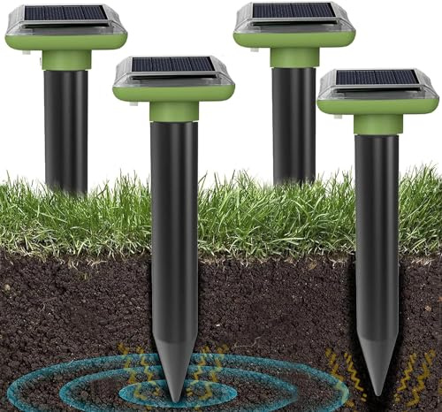 Queath Repellente Solare per Talpe, repellenti per Talpe e roditori (4 Pezzi), Repellente per formiche Regine per Giardino e Campeggio, Repellente per roditori, Repellente per Serpenti e Talpe